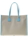 Freya Logo Print Medium Canvas Tote Bag Natural Blue - BURBERRY - BALAAN 4