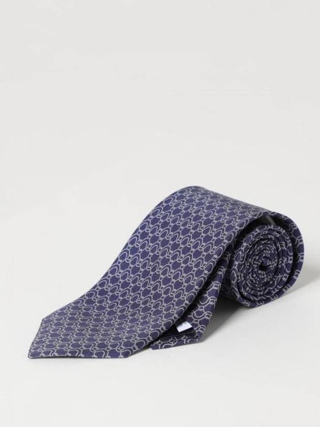 Wave Print Silk Tie Dark Blue - SALVATORE FERRAGAMO - BALAAN 1