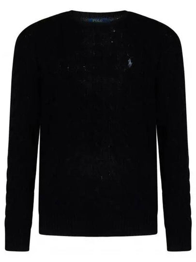 Embroid Logo Cable Knit Top Black - POLO RALPH LAUREN - BALAAN 2