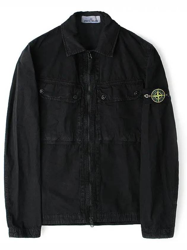 Brushed Organic Cotton Overshirt Jacket Black - STONE ISLAND - BALAAN 2