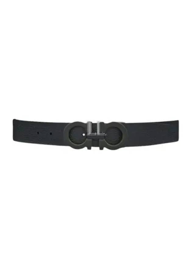 Gancini Reversible Leather Belt Black - SALVATORE FERRAGAMO - BALAAN 2