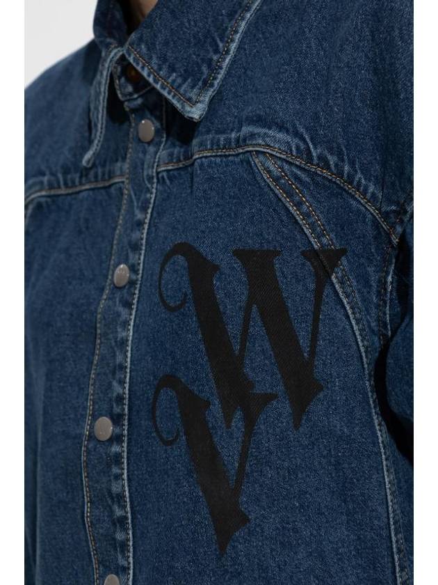 Spray Football Denim Long Sleeve Shirt Blue - VIVIENNE WESTWOOD - BALAAN 3