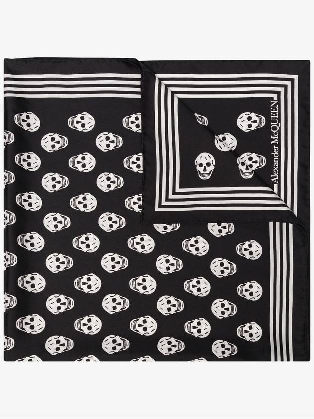 Skull Print Silk Scarf Black - ALEXANDER MCQUEEN - BALAAN 5