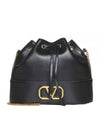 V Logo Signature Chain Napa Leather Bucket Bag Black - VALENTINO - BALAAN 2