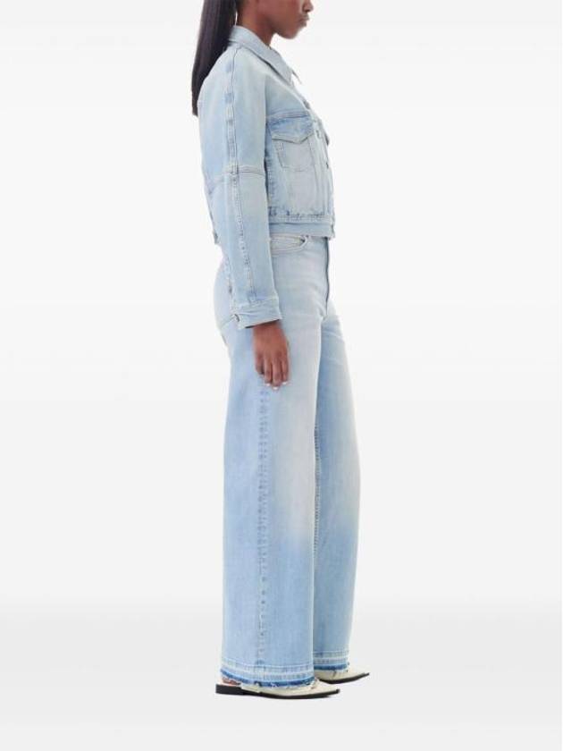 Cropped Denim Jacket Light Blue - GANNI - BALAAN 4