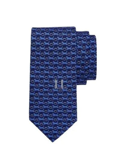 Tiger Print Silk Tie Navy - SALVATORE FERRAGAMO - BALAAN 2