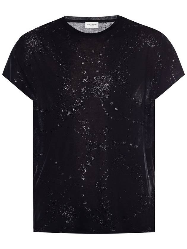 Galaxy Detail Short Sleeve T-Shirt Black - SAINT LAURENT - BALAAN 1