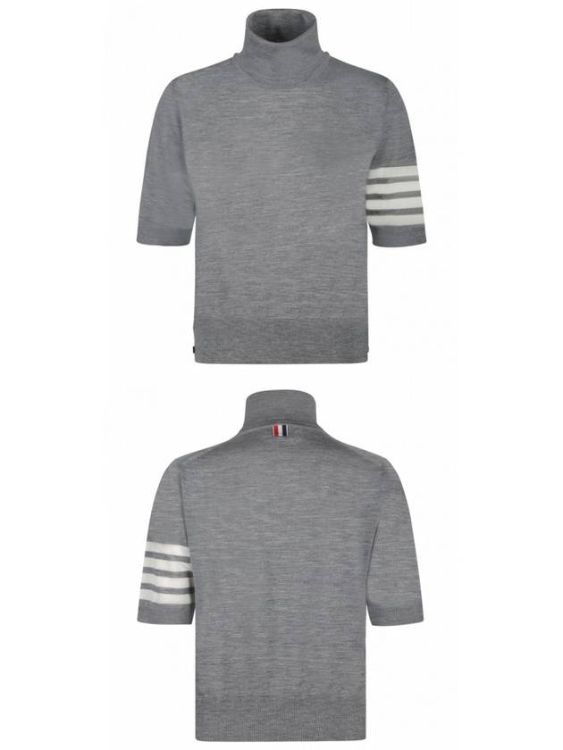 Fine Merino 4 Bar Relaxed Short Sleeve Turtleneck Grey - THOM BROWNE - BALAAN 6