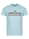 Tricromia One Print Garment Dyed Cotton Jersey Short Sleeve T-Shirt Blue - STONE ISLAND - BALAAN 1