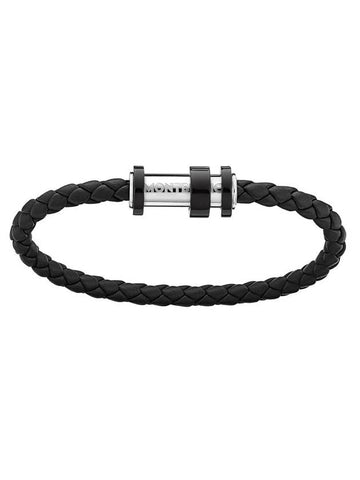 Woven Leather Steel Closing Bracelet Black - MONTBLANC - BALAAN 1