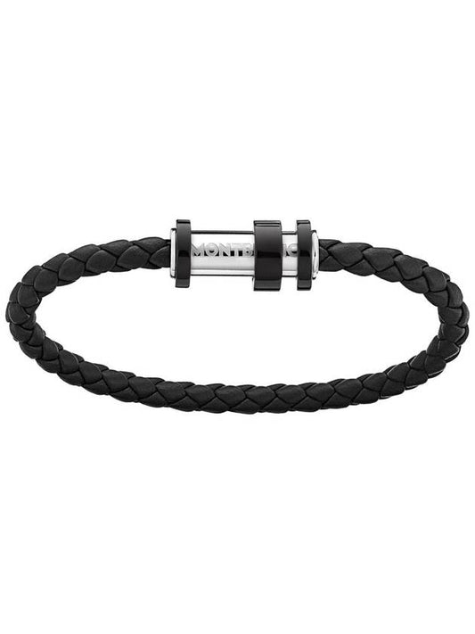 Woven Leather Steel Closing Bracelet Black - MONTBLANC - BALAAN 1