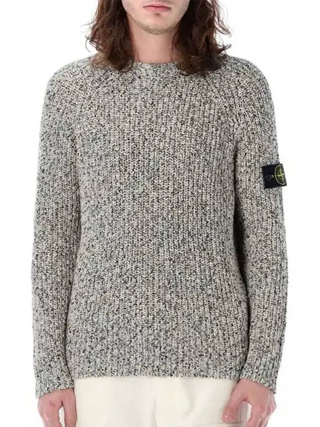 Compass Badge Cotton Knit Top Melange White - STONE ISLAND - BALAAN 2