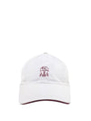 Embroidered Logo Curved Peak Ball Cap White - BRUNELLO CUCINELLI - BALAAN 1