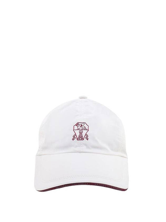 Embroidered Logo Curved Peak Ball Cap White - BRUNELLO CUCINELLI - BALAAN 1