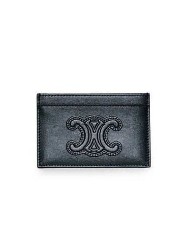 Women’s Logo Leather Card Wallet Black - CELINE - BALAAN 1