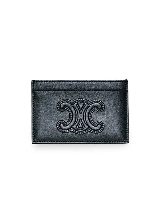 Women’s Logo Leather Card Wallet Black - CELINE - BALAAN 1