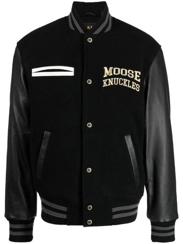 Embroidered Logo Bomber Jacket Black - MOOSE KNUCKLES - BALAAN 1