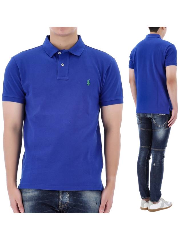 Embroidered Pony Logo Green Polo Shirt Dark Blue - POLO RALPH LAUREN - BALAAN 2