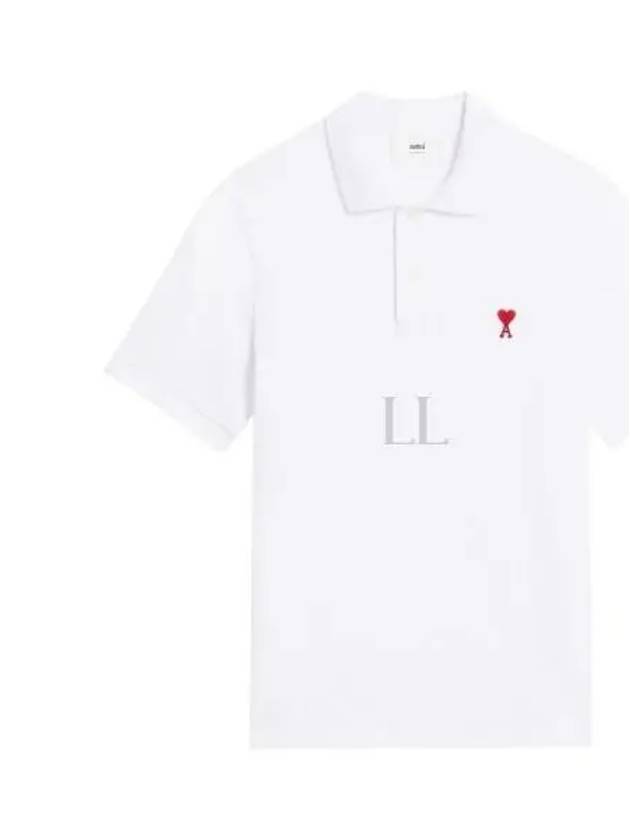 Small Heart Logo Polo Shirt White - AMI - BALAAN 2