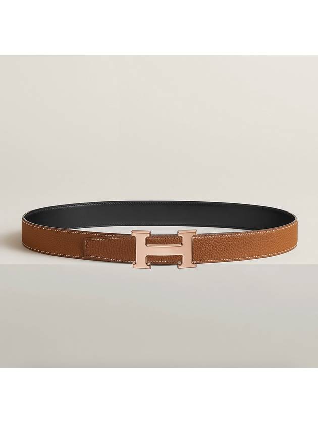 H Buckle Reversible 32Mm Leather Belt Noir Brown - HERMES - BALAAN 3