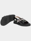 Women's Logo Leather Sandals Black - GUCCI - BALAAN 4