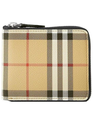 Vintage Check Zipper Round Half Wallet Beige - BURBERRY - BALAAN 1