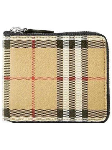 Vintage Check Zipper Round Half Wallet Beige - BURBERRY - BALAAN 1