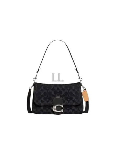 Tabby Soft Signature Denim Shoulder Bag Black - COACH - BALAAN 2