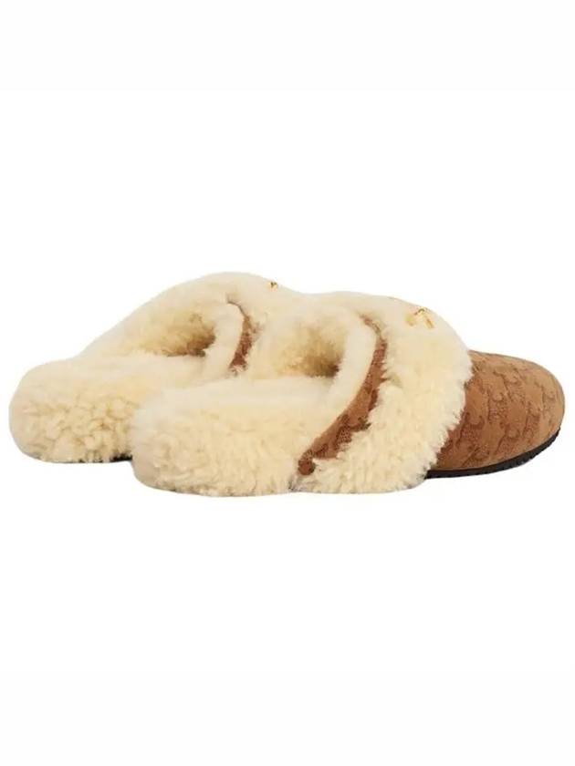 Triomphe Shearling Fur Slippers Brown - CELINE - BALAAN 5