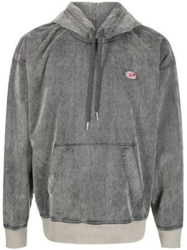 D Um Rib Track Denim Hoodie Grey - DIESEL - BALAAN 1