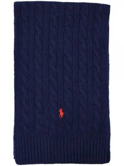 Cable Knit Muffler Navy - POLO RALPH LAUREN - BALAAN 2