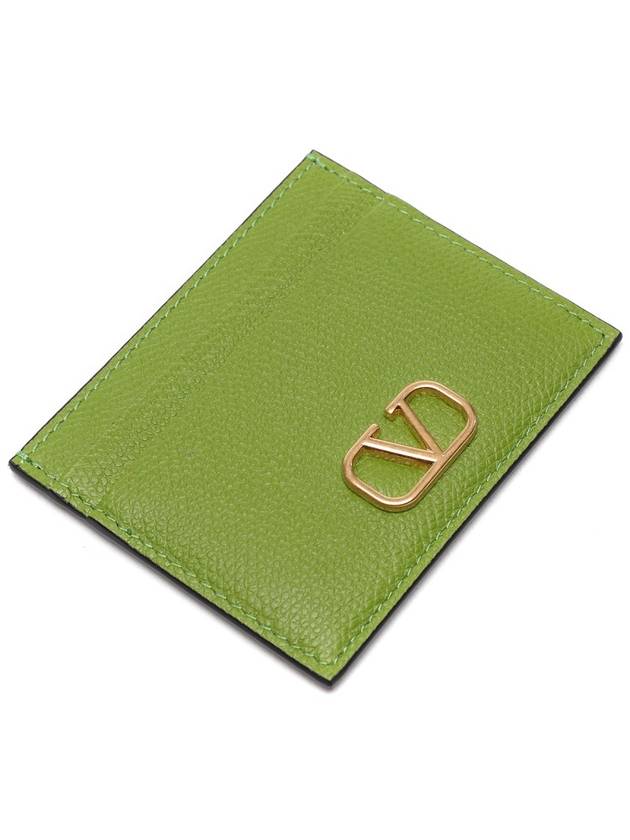 V Logo Signature Card Wallet Green - VALENTINO - BALAAN 6