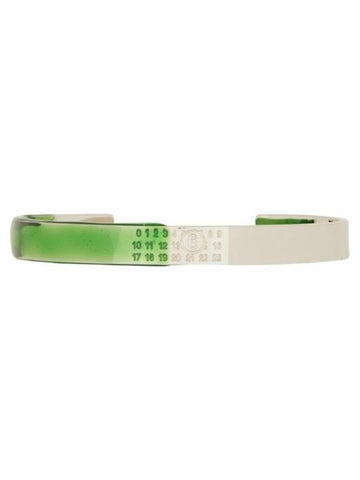 Numeric Engraved Cuff Bracelet Green Silver - MAISON MARGIELA - BALAAN 1