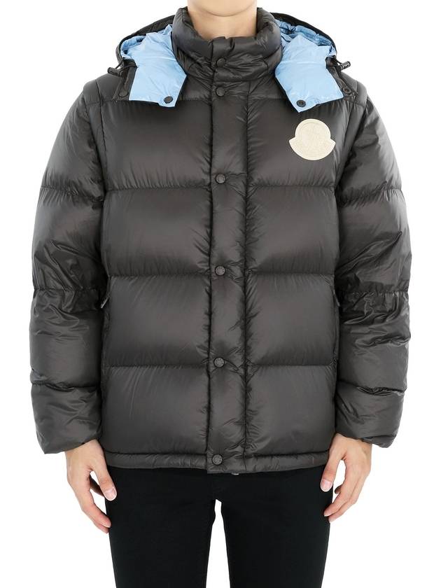 Monclair Men s Logo Detachable CYCLONE Padded Jacket Brown 1A00022 596RD 689 - MONCLER - BALAAN 1