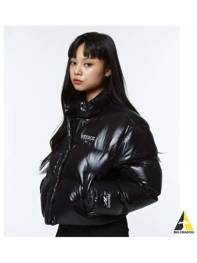 Classic Vector Glossy Crop Down Jacket Women Black - REEBOK - BALAAN 1