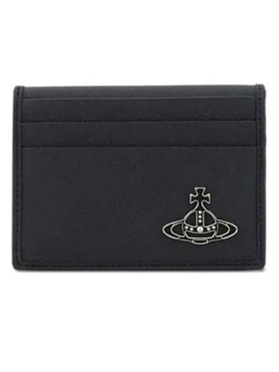 ORB Logo Saffiano Card Wallet Black - VIVIENNE WESTWOOD - BALAAN 2