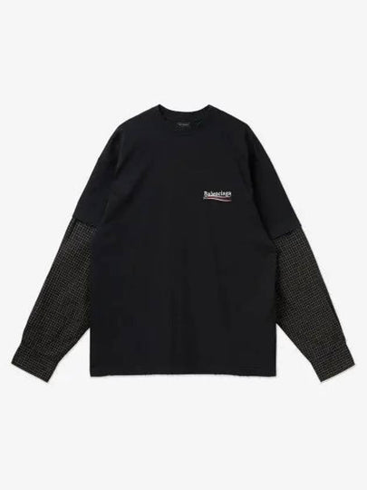 Political Campaign Oversized Layered Long Sleeve T-Shirt Faded Black - BALENCIAGA - BALAAN 2