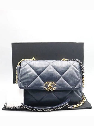 AS1161 Navy Color Nineteen 19 Large Flap Shoulder Bag - CHANEL - BALAAN 1