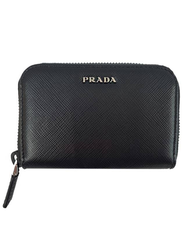 Logo Saffiano Leather Coin Purse Black - PRADA - BALAAN 2