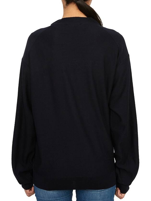 Relaxed Twisted Merino Wool Blend Cardigan Navy - LEMAIRE - BALAAN 5