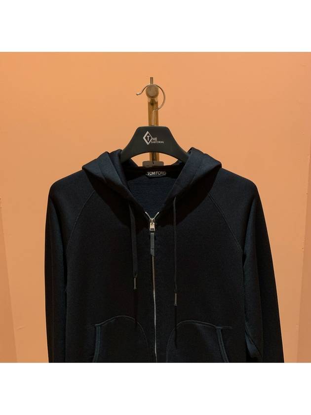 Drawstring Zip-Up Hoodie Black - TOM FORD - BALAAN 3