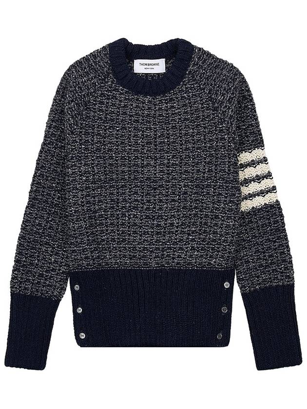 Tuck Stitch Raglan Sleeve Crew Neck Knit Top Navy - THOM BROWNE - BALAAN 2