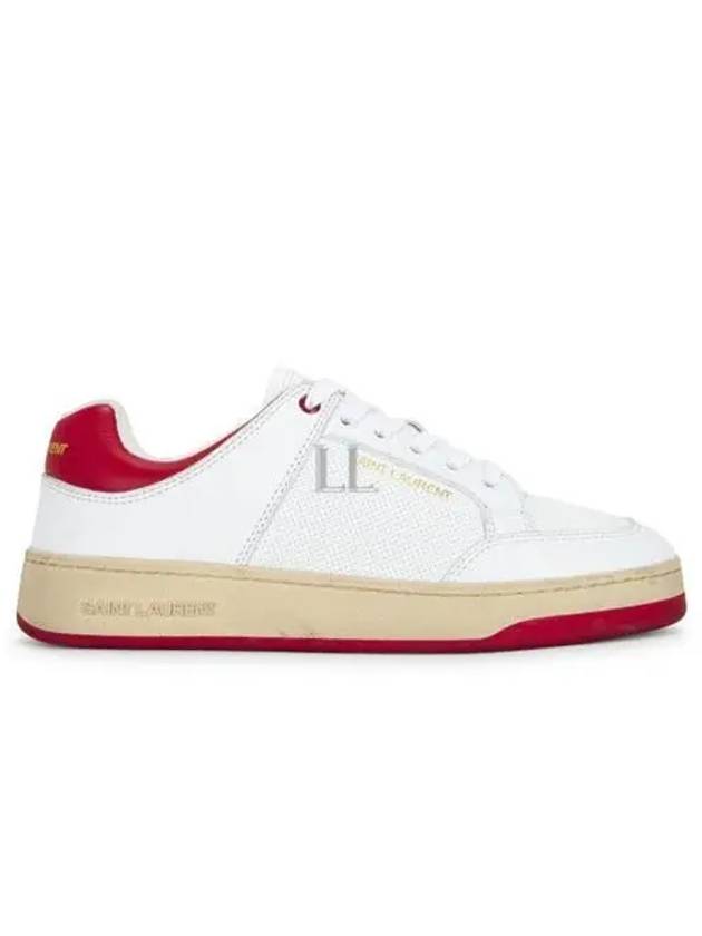 Logo Calf Leather Low Top Sneakers White - SAINT LAURENT - BALAAN 2