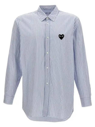 Heart Wappen Stripe Long Sleeve Shirt Blue - COMME DES GARCONS - BALAAN 2