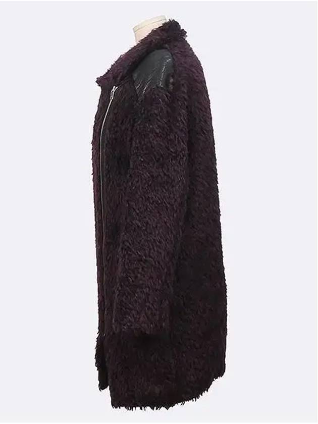 Purple color mohair blend boucle zip up detail women s coat 1 - MAJE - BALAAN 2