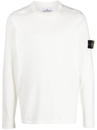 Wappen Patch Crew Neck Cotton Knit Top White - STONE ISLAND - BALAAN 1