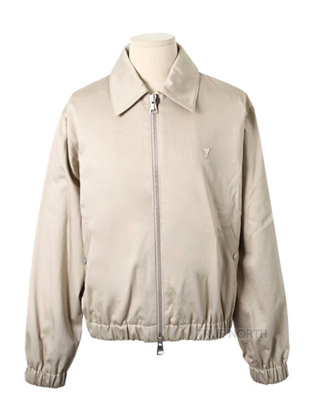 De Coeur Logo Zip-up Jacket Light Beige - AMI - BALAAN 2