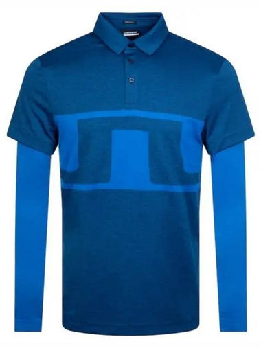 Men's Leon Regular Fit Long Sleeve Polo Shirt Blue - J.LINDEBERG - BALAAN 1