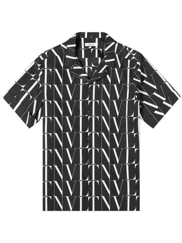 Men's Logo Pattern Short Sleeve Shirt Black - VALENTINO - BALAAN 1