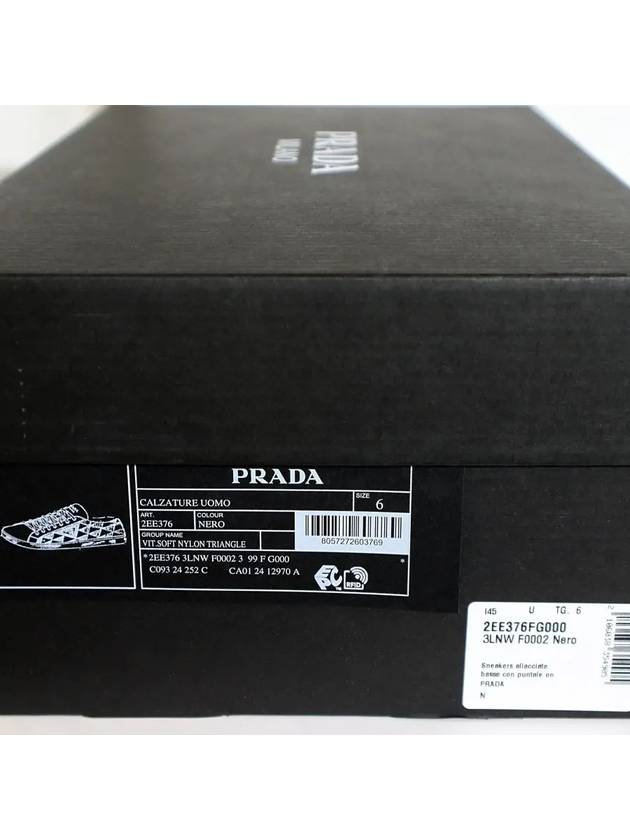 Triangle Logo Leather Re-Nylon Low Top Sneakers Black - PRADA - BALAAN 5